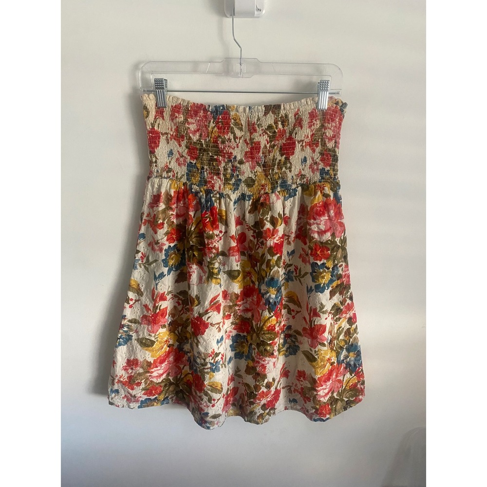21 Smocked‎ Bodice Floral Print Strapless Mini Dress Medium